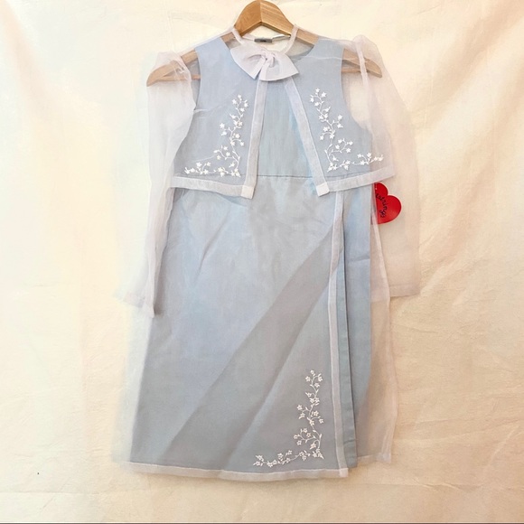 HARTSTRINGS Blue and White Dress Girls Size 10 NWT - Picture 1 of 15